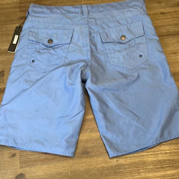 True Religion Big T Surf Board Swim Shorts Digital Blue | size 34 | NWT - Picture 11 of 11